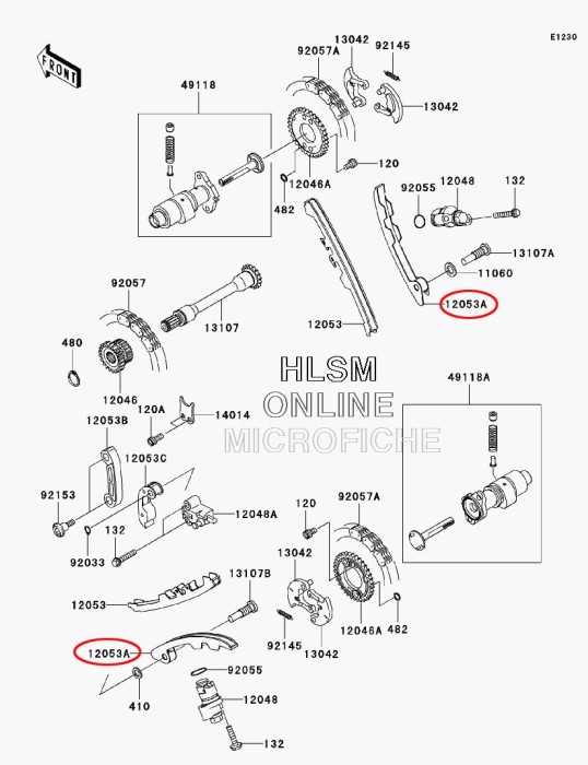 Успокоитель цепи квадроцикла Kawasaki Brute Force Prairie KFX TERYX 650 700 750 12053-1442