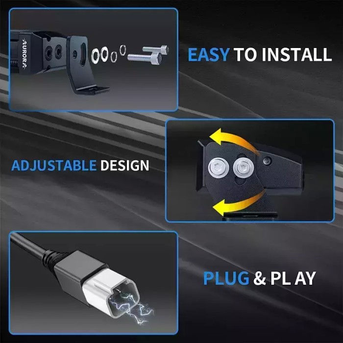 Светодиодная фара дальнего света 20" (проводка в комплекте) Aurora ALO-S5D1-20-H