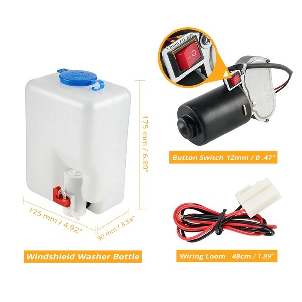 Комплект стеклоочистителя (дворник + омыватель) Nice универсальный для UTV BRP Polaris Yamaha 715003654 715006310  715004762  715003282