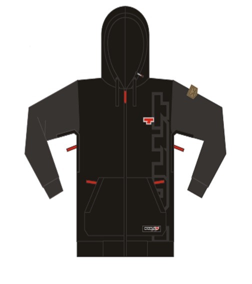 Толстовка с капюшоном на молнии FullT T Чёрная Серая Размер L