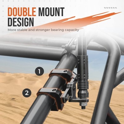 Держатель флага   фары усиленный двойной Kemimoto для всех квадроциклов UTV 1.5-2.0&quot; B0111-05601BK